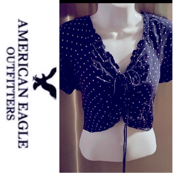 American Eagle Outfitters Tops - AEO Navy Polka Dot Corset Top 💙🦅